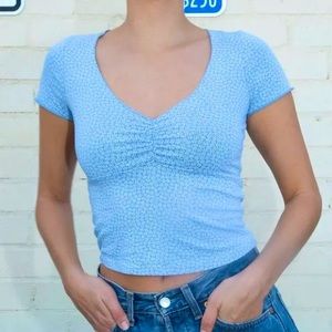 Brandy Melville light blue white floral Gina top!